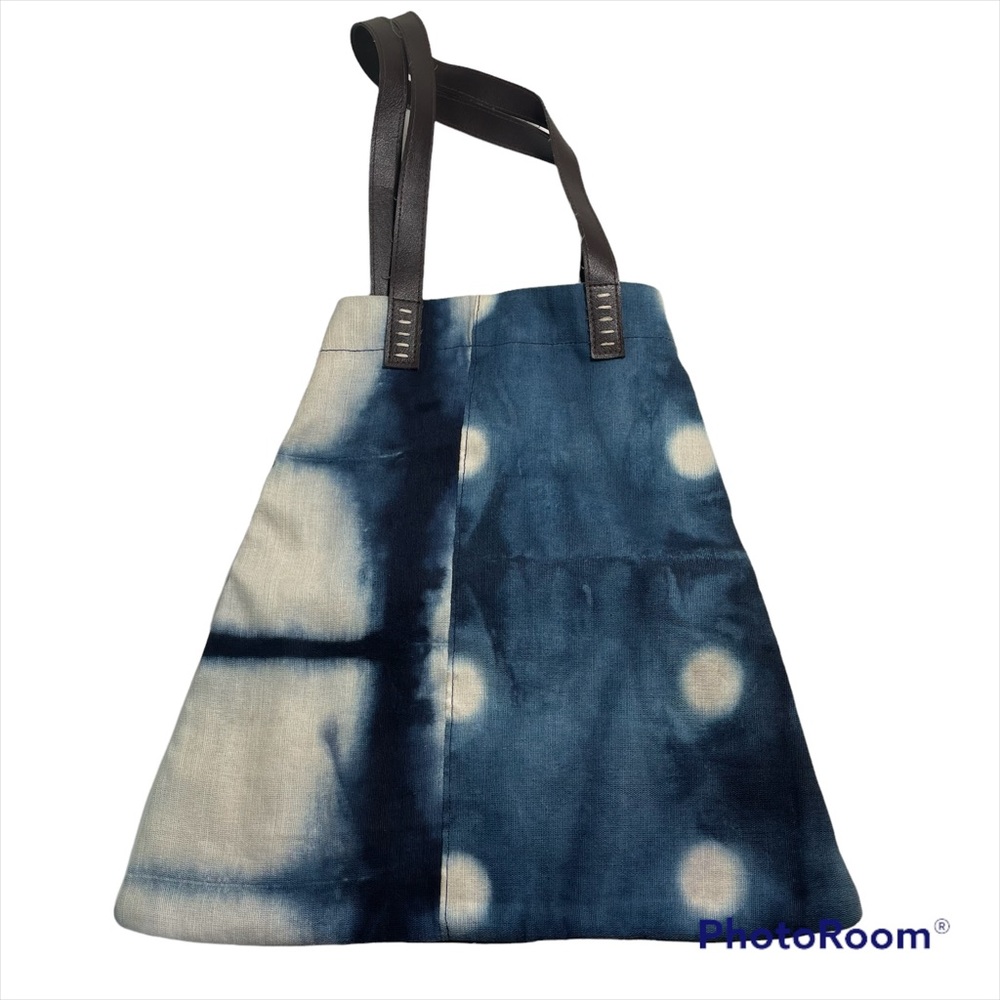 Unique Japanese style hand dye indigo linen totes bag